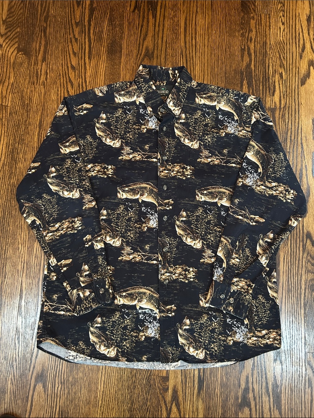 Vintage 90s Redhead Printed Canvas Fish Shirt